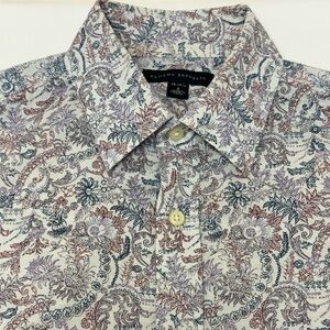 Banana Republic Men's Paisley Shirt - Purple and Red